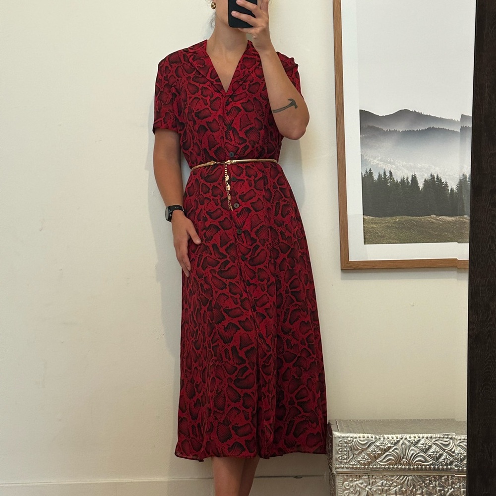 Danny & Nicole Red and Black Midi Dress